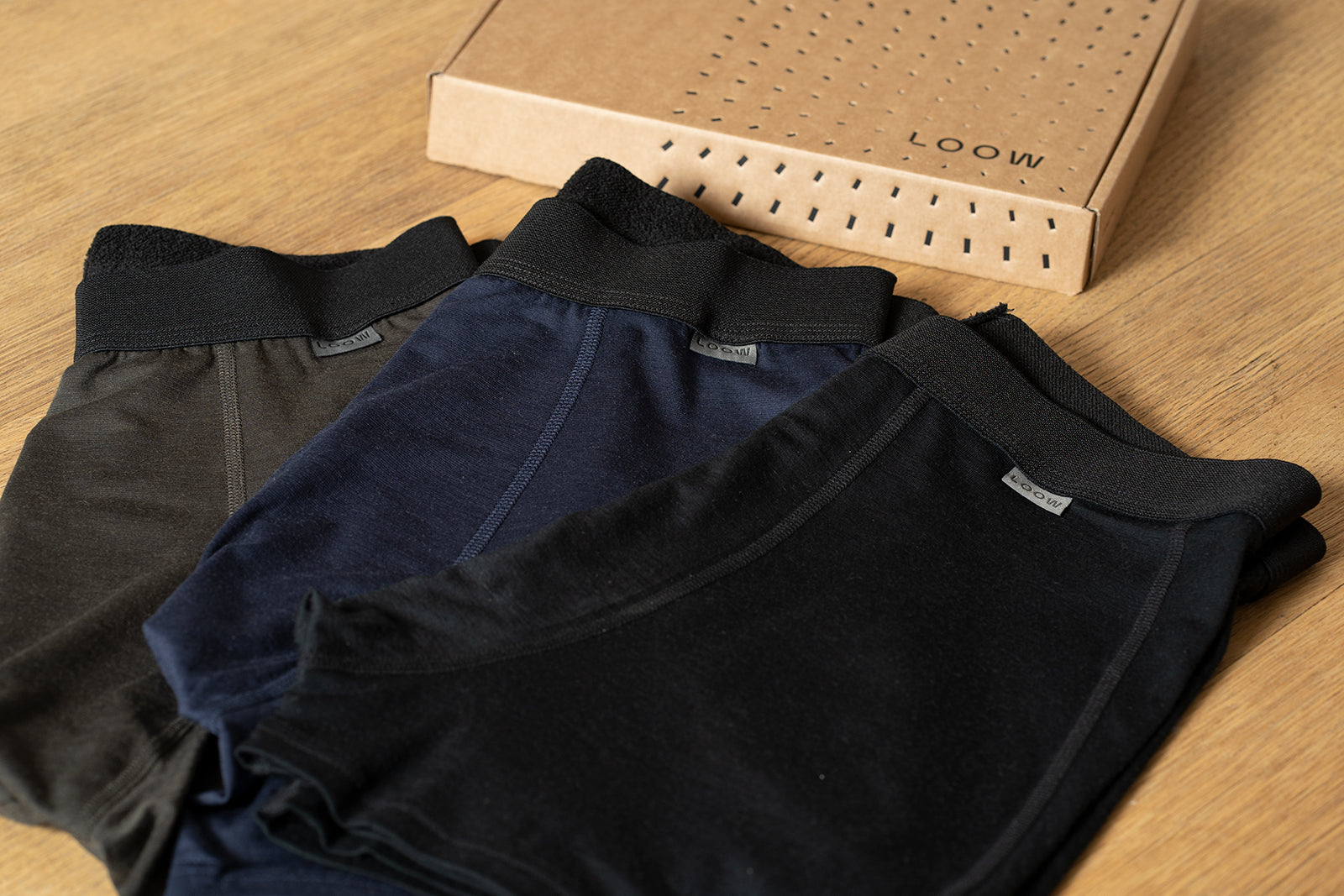 LOOW merino boxers in three colours